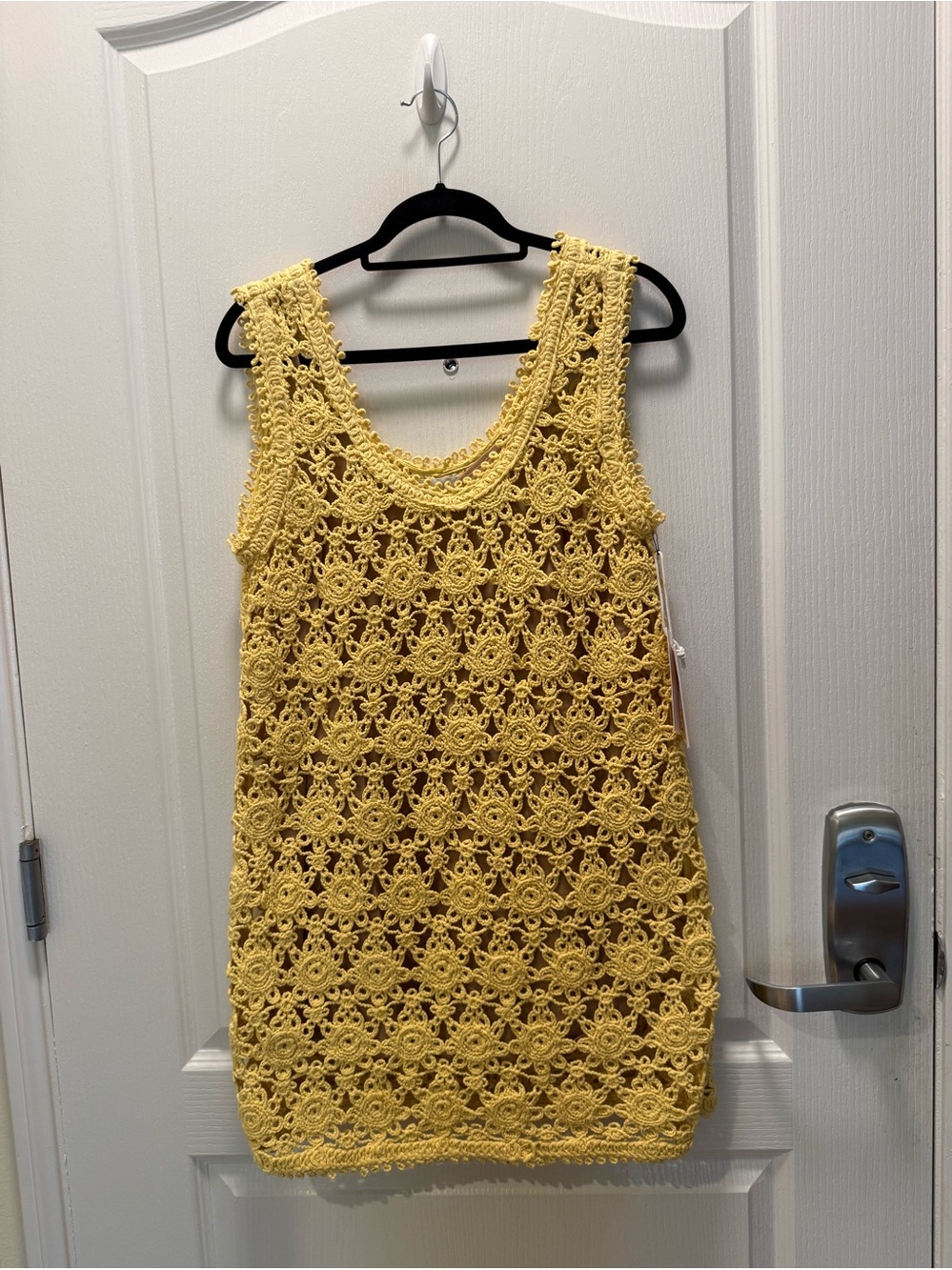 Maude Club Yellow Crochet Tank Mini Dress Size S NWT - Picture 2 of 6